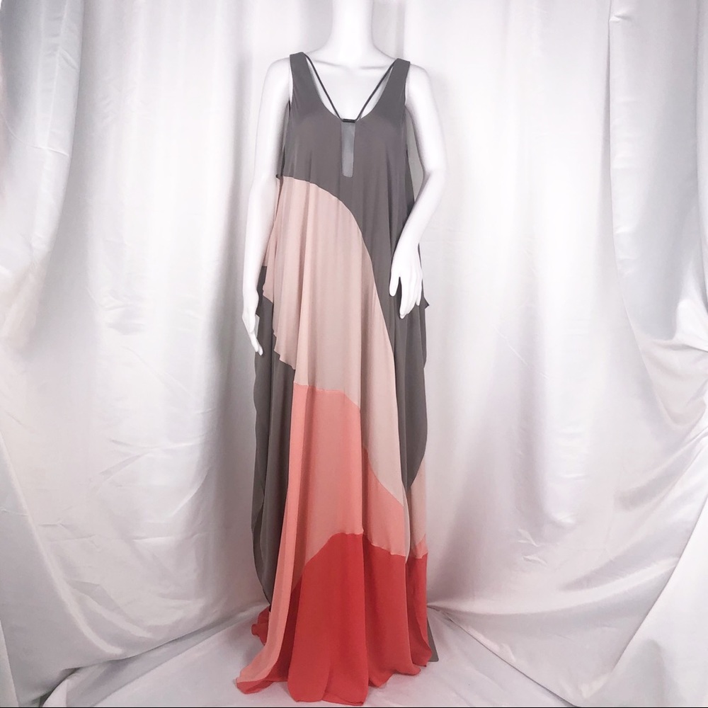 Halston Heritage Asymmetrical Colorblock Gown SzM